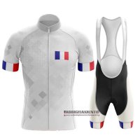 Abbigliamento Campione Francia 2020 Manica Corta e Pantaloncino Con Bretelle Bianco