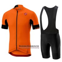 Abbigliamento Castelli Aero Race 2019 Manica Corta e Pantaloncino Con Bretelle Arancione