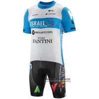 Abbigliamento Israel Cycling Academy 2020 Manica Corta e Pantaloncino Con Bretelle Azzurro Bianco