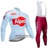 Abbigliamento Katusha Alpecin 2019 Manica Lunga e Calzamaglia Con Bretelle Chiaro Blu Rosso