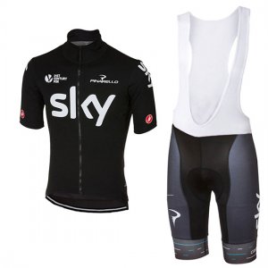 Abbigliamento Sky 2017 Manica Corta e Pantaloncino Con Bretelle scuro nero