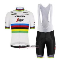 Abbigliamento UCI Mondo Campione Trek Segafredo 2020 Manica Corta e Pantaloncino Con Bretelle Bianco