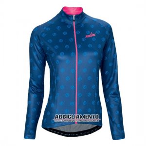 Donne Abbigliamento Nalini 2016 Manica Lunga E Calzamaglia Con Bretelle Rosa E Blu