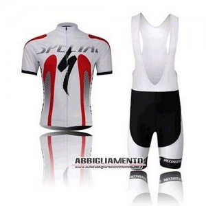 Abbigliamento Specialized 2014 Manica Corta E Pantaloncino Con Bretelle Bianco E Rosso