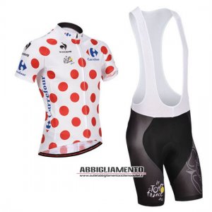 Abbigliamento Tour De France 2014 Manica Corta E Pantaloncino Con Bretelle Bianco E Rosso