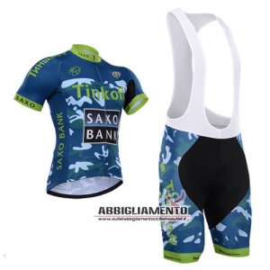 Abbigliamento SaxoBank 2015 Manica Corta E Pantaloncino Con Bretelle Blu E Bianco