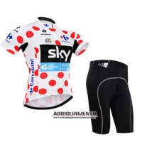 Abbigliamento Tour De France 2015 Manica Corta E Pantaloncino Con Bretelle lider Sky Bianco E Rosso