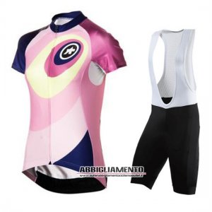 Donne Abbigliamento Assos 2016 Manica Corta E Pantaloncino Con Bretelle Giallo E Fuxia