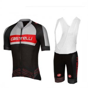 Abbigliamento Castelli 2017 Manica Corta e Pantaloncino Con Bretelle grigio e nero