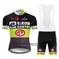 Abbigliamento Elkov Elektro 2019 Manica Corta e Pantaloncino Con Bretelle Nero Verde