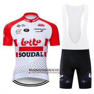 Abbigliamento Lotto Soudal 2019 Manica Corta e Pantaloncino Con Bretelle Rosso Bianco