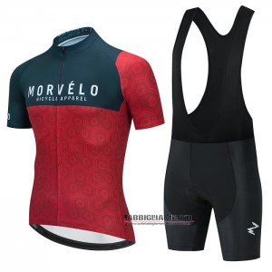 Abbigliamento Morvelo Manica Corta e Pantaloncino Con Bretelle 2021 Rosso Scuro Verde