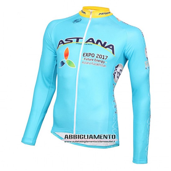 Abbigliamento Astana 2016 Manica Lunga E Calza Abbigliamento Con Bretelle Azzurro E Giallo - Clicca l'immagine per chiudere