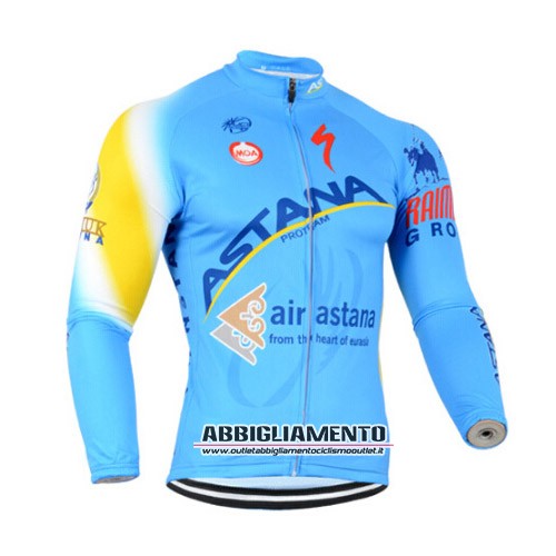 Abbigliamento Astana 2014 Manica Lunga E Calza Abbigliamento Con Bretelle Blu E Giallo - Clicca l'immagine per chiudere