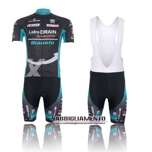 Abbigliamento Bianchi 2012 Manica Corta E Pantaloncino Con Bretelle Nero E Celeste - Clicca l'immagine per chiudere