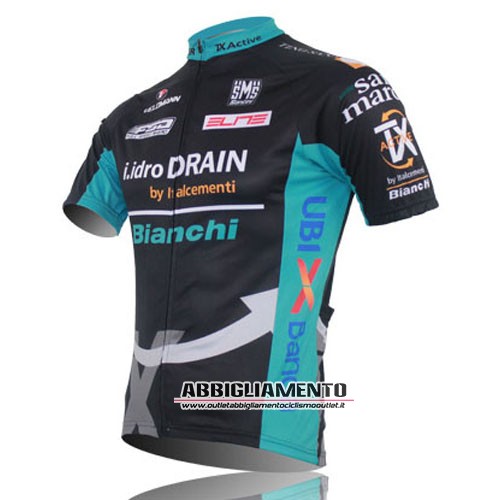 Abbigliamento Bianchi 2012 Manica Corta E Pantaloncino Con Bretelle Nero E Celeste - Clicca l'immagine per chiudere