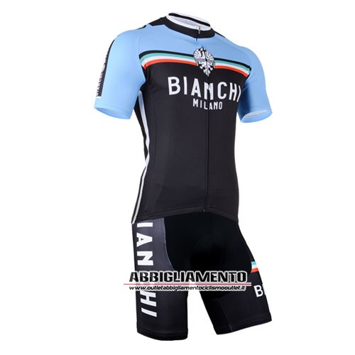 Abbigliamento Bianchi 2014 Manica Corta E Pantaloncino Con Bretelle Nero E Blu - Clicca l'immagine per chiudere