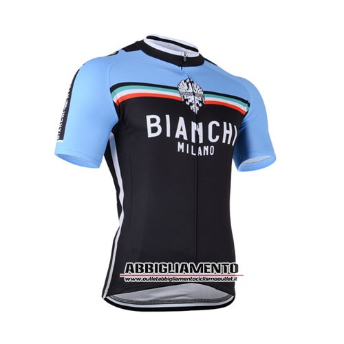 Abbigliamento Bianchi 2014 Manica Corta E Pantaloncino Con Bretelle Nero E Blu - Clicca l'immagine per chiudere