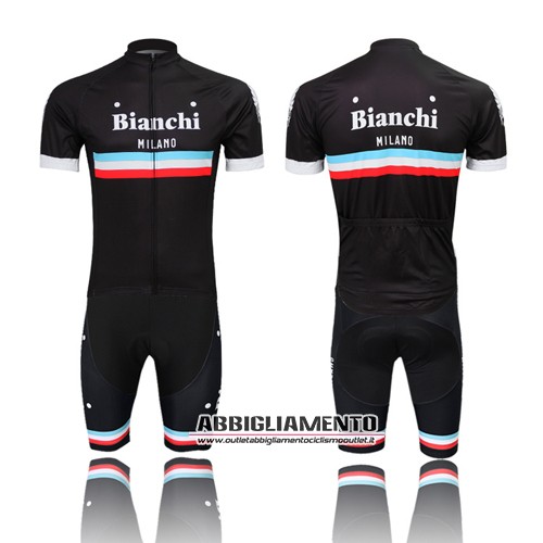 Abbigliamento Bianchi 2014 Manica Corta E Pantaloncino Con Bretelle Nero E Celeste - Clicca l'immagine per chiudere