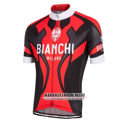 Abbigliamento Bianchi 2016 Manica Corta E Pantaloncino Con Bretelle Nero E Rosso - Clicca l'immagine per chiudere