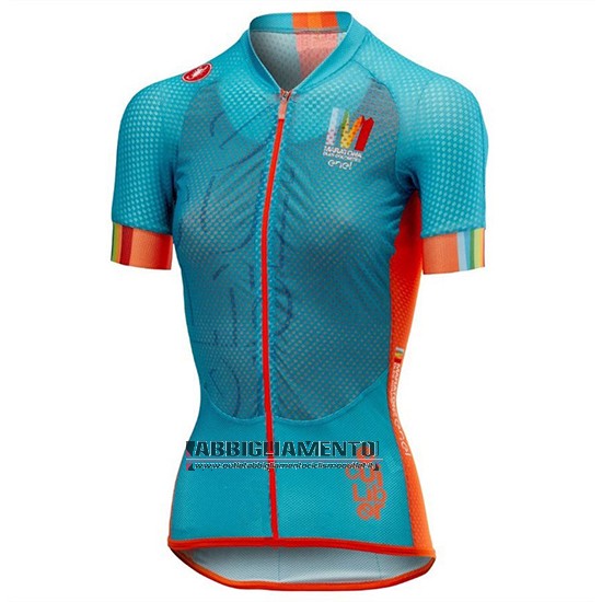 Donne Abbigliamento Castelli Maratona Dles Dolomites-Enel 2018 Manica Corta e Pantaloncino Con Bretelle Blu Arancione - Clicca l'immagine per chiudere