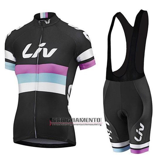 Donne Abbigliamento Liv 2019 Manica Corta e Pantaloncino Con Bretelle Nero Bianco Viola - Clicca l'immagine per chiudere