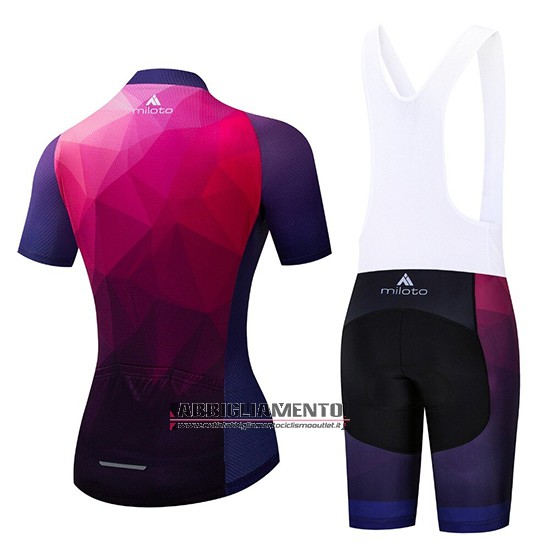 Donne Abbigliamento Miloto 2019 Manica Corta e Pantaloncino Con Bretelle Viola Rosa - Clicca l'immagine per chiudere