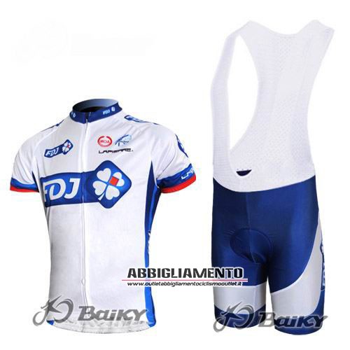 Abbigliamento Fdj 2011 Manica Corta E Pantaloncino Con Bretelle Bianco E Blu - Clicca l'immagine per chiudere