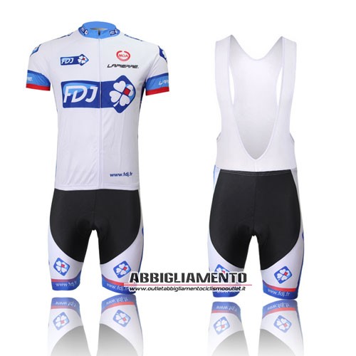 Abbigliamento Fdj 2011 Manica Corta E Pantaloncino Con Bretelle Bianco E Blu - Clicca l'immagine per chiudere