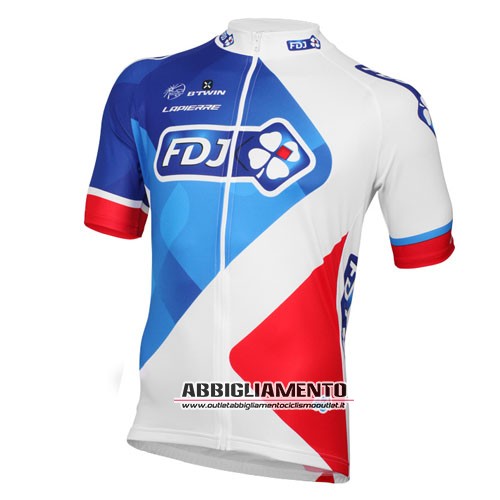 Abbigliamento Fdj 2015 Manica Corta E Pantaloncino Con Bretelle Blu E Bianco - Clicca l'immagine per chiudere