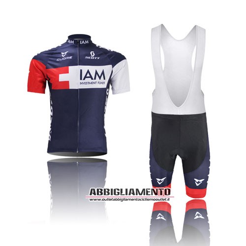 Abbigliamento IAM 2015 Manica Corta E Pantaloncino Con Bretelle Bianco E Blu - Clicca l'immagine per chiudere