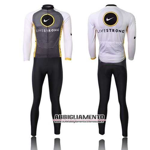 Abbigliamento LiveStrong 2011 Manica Lunga E Calza Abbigliamento Con Bretelle Grigio E Bianco - Clicca l'immagine per chiudere