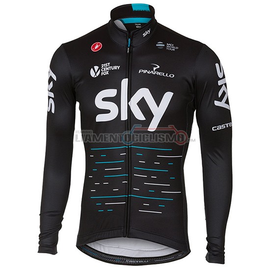 Abbigliamento Ciclismo Sky Manica Lunga 2017 nero e blu - Clicca l'immagine per chiudere