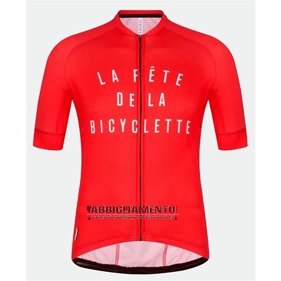 Abbigliamento La Fete DE La Bicyclette 2018 Manica Corta e Pantaloncino Con Bretelle Rosso - Clicca l'immagine per chiudere