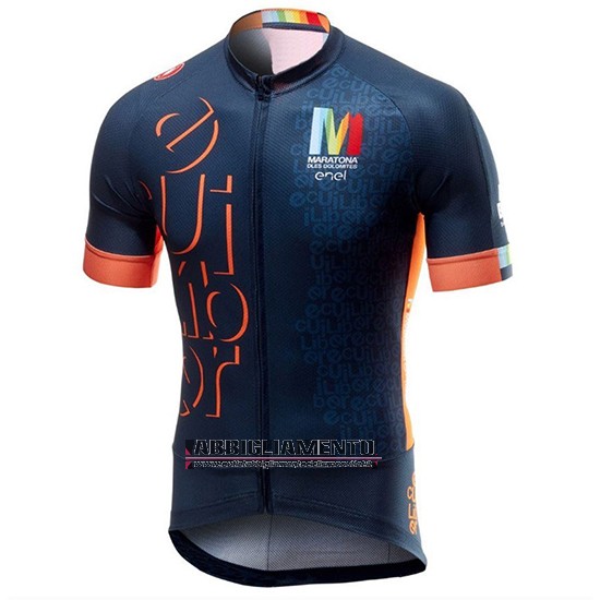 Abbigliamento Castelli Maratona Dles Dolomites-Enel 2018 Manica Corta e Pantaloncino Con Bretelle Blu Arancione - Clicca l'immagine per chiudere