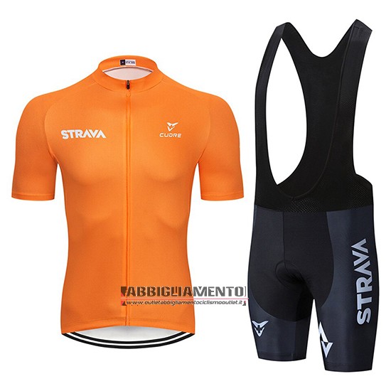 Abbigliamento STRAVA 2019 Manica Corta e Pantaloncino Con Bretelle Arancione Bianco - Clicca l'immagine per chiudere