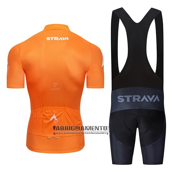 Abbigliamento STRAVA 2019 Manica Corta e Pantaloncino Con Bretelle Arancione Bianco - Clicca l'immagine per chiudere