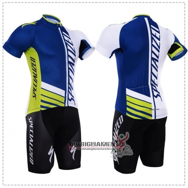 Abbigliamento Specialized 2018 Manica Corta e Pantaloncino Con Bretelle Blu Verde Bianco - Clicca l'immagine per chiudere