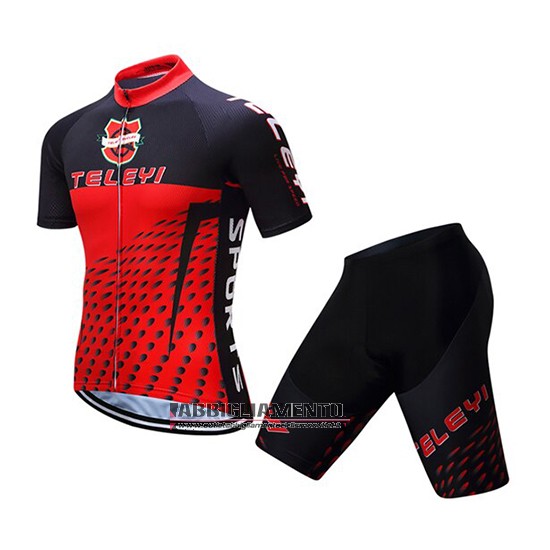 Abbigliamento Teleyi Bike 2019 Manica Corta e Pantaloncino Con Bretelle Rosso Nero - Clicca l'immagine per chiudere