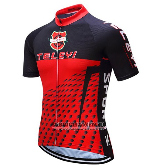 Abbigliamento Teleyi Bike 2019 Manica Corta e Pantaloncino Con Bretelle Rosso Nero - Clicca l'immagine per chiudere