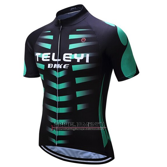 Abbigliamento Teleyi Bike 2019 Manica Corta e Pantaloncino Con Bretelle Verde Nero - Clicca l'immagine per chiudere