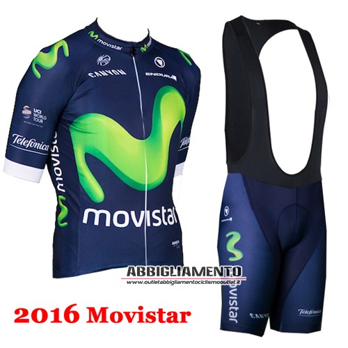 Abbigliamento Movistar 2016 Manica Corta E Pantaloncino Con Bretelle Blu E Verde - Clicca l'immagine per chiudere