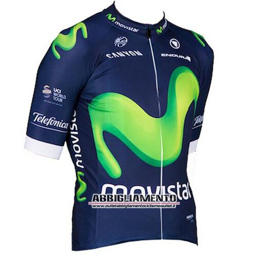 Abbigliamento Movistar 2016 Manica Corta E Pantaloncino Con Bretelle Blu E Verde - Clicca l'immagine per chiudere