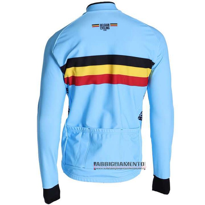 Abbigliamento Belgio 2020 Manica Lunga e Calzamaglia Con Bretelle Azzurro - Clicca l'immagine per chiudere