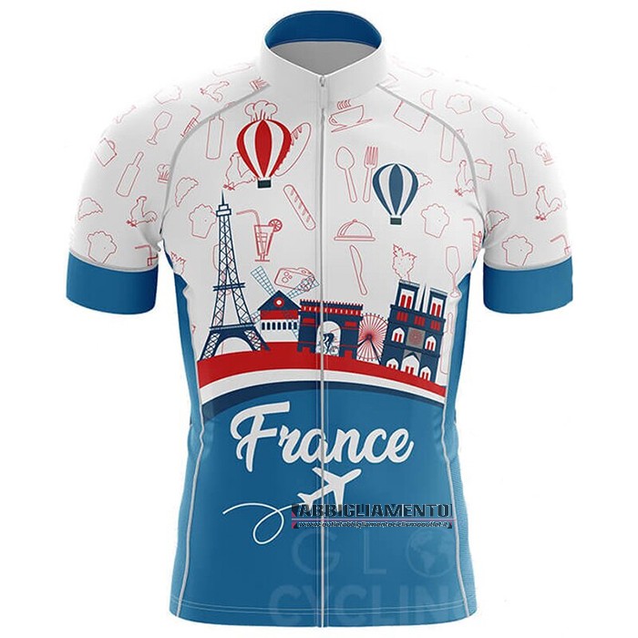 Abbigliamento Campione Francia 2020 Manica Corta e Pantaloncino Con Bretelle Celeste Bianco Rosso - Clicca l'immagine per chiudere