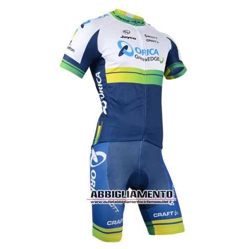 Abbigliamento Orica GreenEDGE 2014 Manica Corta E Pantaloncino Con Bretelle edge Bianco E Blu - Clicca l'immagine per chiudere