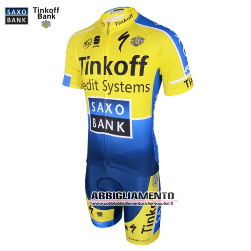 Abbigliamento SaxoBank 2014 Manica Corta E Pantaloncino Con Bretelle Giallo E Blu - Clicca l'immagine per chiudere