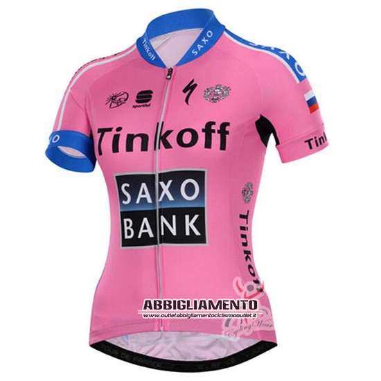 Donne Abbigliamento Saxo Bank 2015 Manica Corta E Pantaloncino Con Bretelle Fuxia E Blu - Clicca l'immagine per chiudere