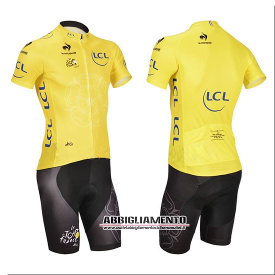 Abbigliamento Tour De France 2014 Manica Corta E Pantaloncino Con Bretelle Giallo - Clicca l'immagine per chiudere