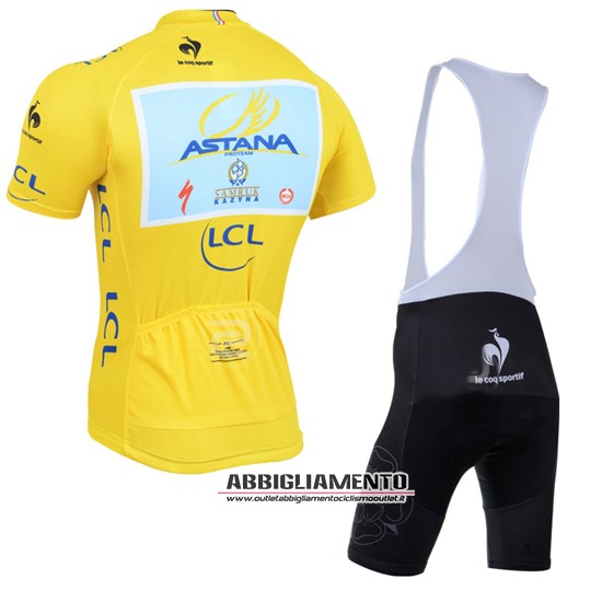 Abbigliamento Tour De France 2014 Manica Corta E Pantaloncino Con Bretelle lider astana Giallo - Clicca l'immagine per chiudere